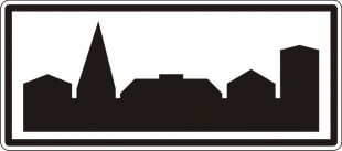Znak D-42 Obszar zabudowany - drogowy informacyjny