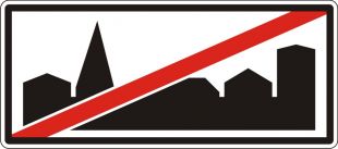 Znak D-43 Koniec obszaru zabudowanego - drogowy informacyjny