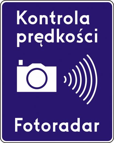 Znak D-51 Automatyczna kontrola prędkości fotoradar - drogowy informacyjny - Oznakowanie fotoradarów