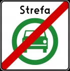 Znak D-55 Koniec strefy czystego transportu - drogowy informacyjny