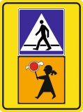 Znak D-6 Przejście dla pieszych T-27 Uwaga dzieci! - Znak STOP do przeprowadzania dzieci przez ulicę