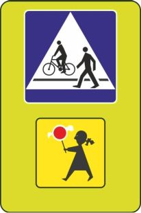 Znak D-6 Przejście dla pieszych T-27 Uwaga dzieci! - drogowy informacyjny