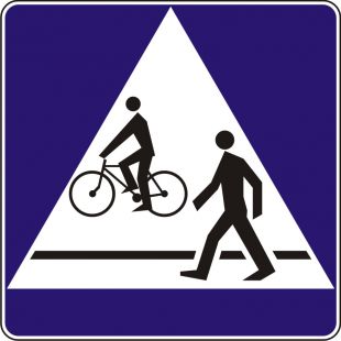 Znak D-6b Przejście dla pieszych i przejazd dla rowerzystów