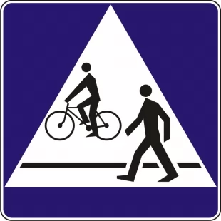Znak D-6b Przejście dla pieszych i przejazd dla rowerzystów - drogowy informacyjny