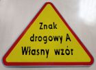 Znak drogowy A - dowolny napis, własna grafika - ostrzegawczy