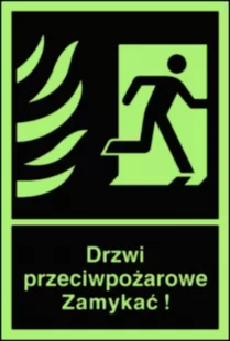 Znak drzwi przeciwpożarowe - Zamykać z kierunkiem ewakuacji w prawo
