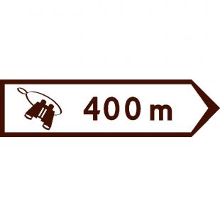 Znak E-12 Drogowskaz do punktu widokowego - drogowy kierunku miejscowości
