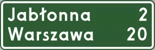 Znak E-13 Znak odległości od miejscowości - drogowy kierunku miejscowości