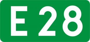 Znak E-16 Tablica numeru szlaku międzynarodowego
