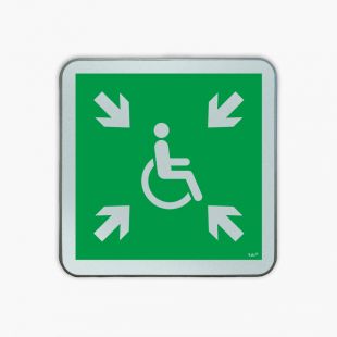 Znak ewakuacyjny - Miejsce zbiórki do ewakuacji dla osób niepełnosprawnych - blaszany