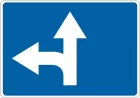 Znak F-11 Dozwolone kierunki ruchu określone na znaku - drogowy uzupełniający