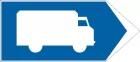 Znak F-13 Kierunek przejazdu pojazdu tranzytowego określony na znaku - drogowy uzupełniający