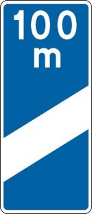 Znak F-14c Znak prowadzący do początku pasa prowadzącego do wyjazdu z autostrady - drogowy uzupełniający