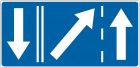 Znak F-16 Uprzedzenie o końcu wewnętrznego pasa ruchu określonego na znaku - drogowy uzupełniający