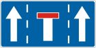 Znak F-17 Uprzedzenie o końcu wewnętrznego pasa ruchu określonego na znaku - drogowy uzupełniający