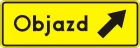 Znak F-9e Kierunek ruchu objazdu opisany na znaku - drogowy uzupełniający