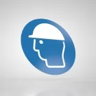 Znak podłogowy, naklejka BHP - Chroń głowę