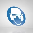 Znak podłogowy, naklejka BHP - Nakaz stosowania ochron osobistych, gogli, nauszników