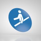 Znak podłogowy, naklejka BHP - Nakaz używania poręczy