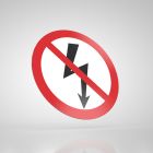 Znak podłogowy, naklejka BHP - Nie załączać urządzeń elektrycznych