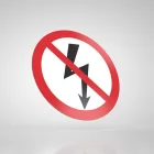 Znak podłogowy, naklejka BHP - Nie załączać urządzeń elektrycznych