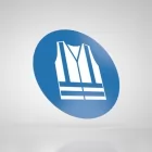 Znak podłogowy, naklejka BHP - Stosuj kamizelkę ochronną