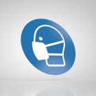 Znak podłogowy, naklejka BHP - Stosuj maskę przeciwpyłową