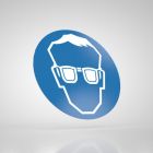 Znak podłogowy, naklejka BHP - Stosuj ochronę oczu