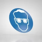 Znak podłogowy, naklejka BHP - Stosuj ochronę oczu