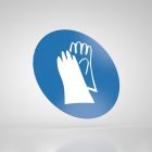 Znak podłogowy, naklejka BHP - Stosuj ochronę rąk