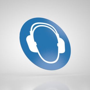 Znak podłogowy, naklejka BHP - Stosuj ochronę słuchu