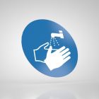 Znak podłogowy, naklejka BHP - Umyj ręce