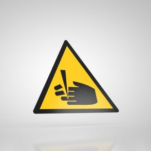 Znak podłogowy, naklejka BHP - Uwaga! Niebezpieczeństwo obcięcia palców