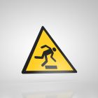 Znak podłogowy, naklejka BHP - Uwaga! Niebezpieczeństwo potknięcia się