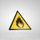 Znak podłogowy, naklejka BHP - Uwaga! Substancje łatwopalne