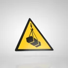 Znak podłogowy, naklejka BHP - Uwaga! Wiszące ciężary