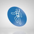 Znak podłogowy, naklejka BHP - Używaj szelek bezpieczeństwa