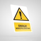 Znak podłogowy, naklejka BHP z opisem - Uwaga! Niebezpieczeństwo