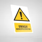 Znak podłogowy, naklejka BHP z opisem - Uwaga! Niebezpieczeństwo