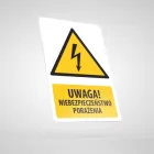 Znak podłogowy, naklejka BHP z opisem - Uwaga! Niebezpieczeństwo porażenia