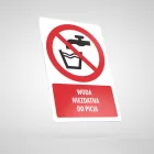 Znak podłogowy, naklejka BHP z opisem - Woda niezdatna do picia