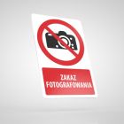 Znak podłogowy, naklejka BHP z opisem - Zakaz fotografowania