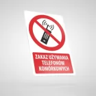 Znak podłogowy, naklejka BHP z opisem - Zakaz używania telefonów