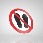 Znak podłogowy, naklejka BHP - Zakaz chodzenia i stawania