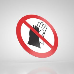 Znak podłogowy, naklejka BHP - Zakaz noszenia rękawic