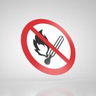 Znak podłogowy, naklejka BHP - Zakaz używania otwartego ognia