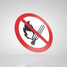 Znak podłogowy, naklejka BHP - Zakaz używania otwartego ognia