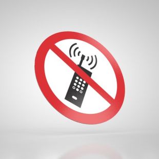 Znak podłogowy, naklejka BHP - Zakaz używania telefonów komórkowych