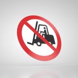 Znak podłogowy, naklejka BHP - Zakaz wjazdu wózkami spalinowymi - Droga wewnątrzzakładowa – oznakowanie pionowe i poziome