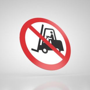Znak podłogowy, naklejka BHP - Zakaz wjazdu wózkami spalinowymi